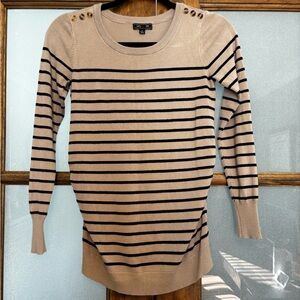 Striped Beige and Black Maternity Sweater